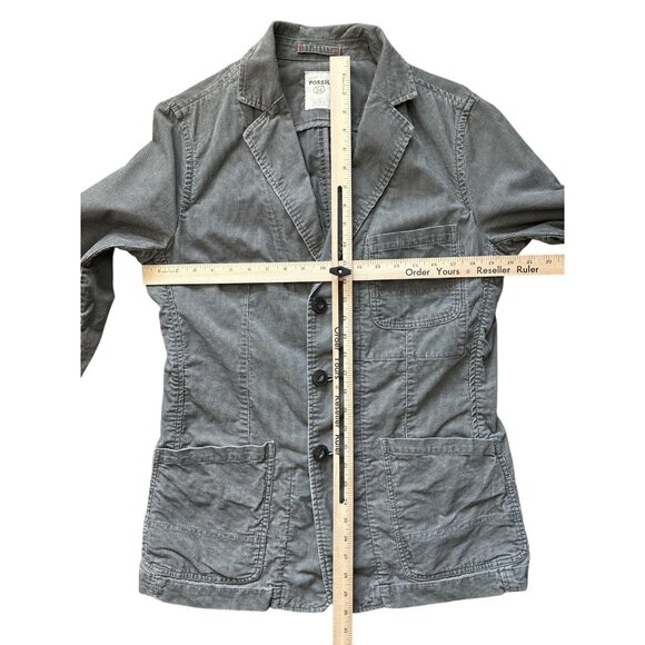 Fossil Blazer Mens 54 Gray Corduroy Casual Workwear Chore Jacket Cotton - Picture 8 of 8